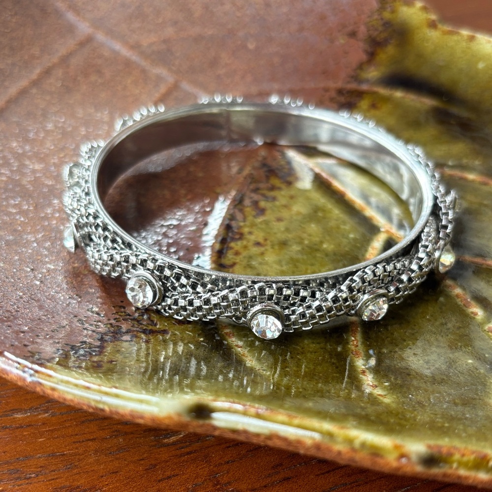 Silver Crystal Accent Bangle Bracelet - Women's Jewelry